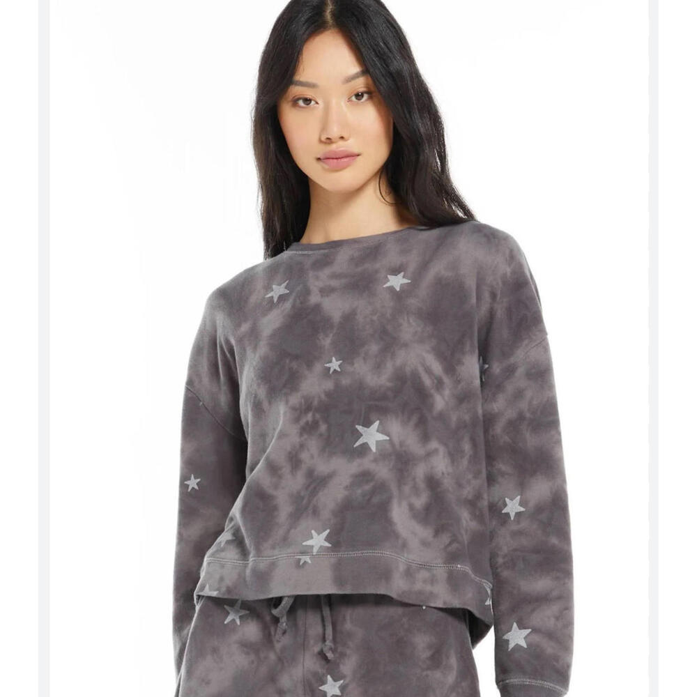 Women's Z Supply Millie Cloud Star Sweatshirt Small - Picture 1 of 8